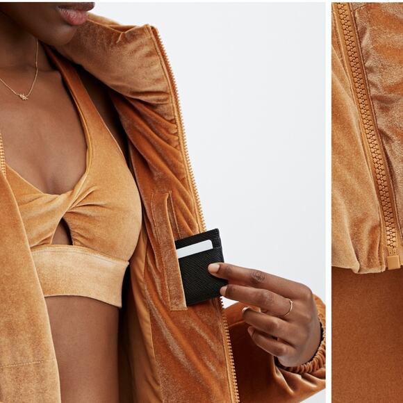 Fabletics Light Honey Wonder Velour Cropped Puffer Jacket - Picture 4 of 12